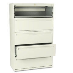 HON 700 Series Five-Drawer Lateral File w/Roll-Out & Posting Shelves, 42w, Putty HON795LL