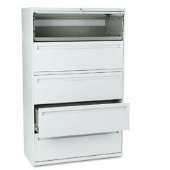 HON 700 Series Five-Drwr Lateral File w/Roll-Out & Posting Shelves, 42w, Light Gray HON795LQ
