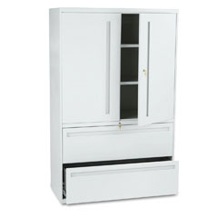 HON 700 Series Lateral File w/Storage Cabinet, 42w x 19-1/4d, Light Gray HON795LSQ