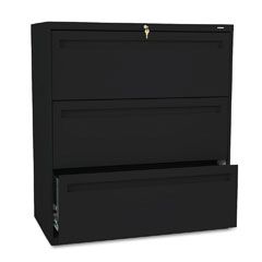 HON 700 Series Three-Drawer Lateral File, 36w x 19-1/4d, Black HON783LP