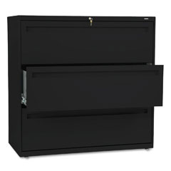 HON 700 Series Three-Drawer Lateral File, 42w x 19-1/4d, Black HON793LP