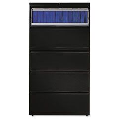 HON 800 Series Five-Drawer Lateral File, Roll-Out/Posting Shelves, 36w x 67h, Black HON885LP