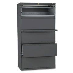 HON 800 Series Five-Drawer Lateral File, Roll-Out/Posting Shelves, 36w x 67h, Charcl HON885LS