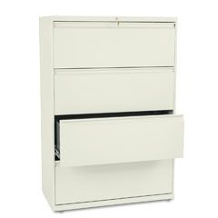 HON 800 Series Four-Drawer Lateral File, 36w x 19-1/4d x 53-1/4h, Putty HON884LL