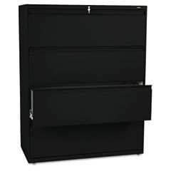 HON 800 Series Four-Drawer Lateral File, 42w x 19-1/4d x 53-1/4h, Black HON894LP