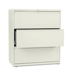 HON 800 Series Three-Drawer Lateral File, 36w x 19-1/4d x 40-7/8h, Putty HON883LL