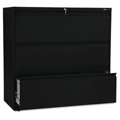 HON 800 Series Three-Drawer Lateral File, 42w x 19-1/4d x 40-7/8h, Black HON893LP