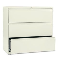 HON 800 Series Three-Drawer Lateral File, 42w x 19-1/4d x 40-7/8h, Putty HON893LL
