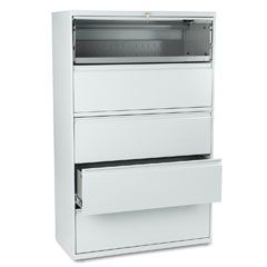 HON 801 Series Five-Drawer Lateral File, Roll-Out/Posting Shelves, 42w x 67h, Lt Gra HON895LQ