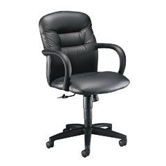 HON Allure Managerial Mid-Back Swivel/Tilt Chair, Black Leather HON3302SS11T