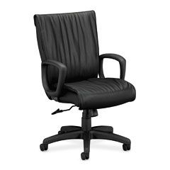 HON Ampere Leather Executive Seating, Black Leather, Plastic Base HON2291ST11T