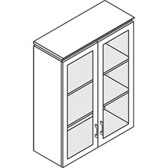 HON Announce Series Bookcase Hutch, Glass Doors, 36w x 14-3/4d x 48h, Bourbon Cherry HONVN614GK15HH