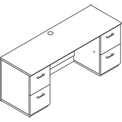 HON Announce Series Kneespace Credenza, 72w x 24d x 29-1/2h, Bourbon Cherry HONVN271DK1S5HH