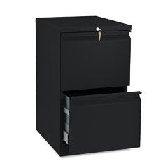 HON Efficiencies Mobile Pedestal File w/Two File Drawers, 19-7/8d, Black HON33820RP