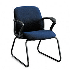 HON Gamut Series Guest Chair, Black Loop Arms/Sled Base, Navy Blue Fabric HON2073BW90T