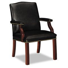 HON Jackson 6570 Series Crest-Back Guest Chair, Mahogany/Black Leather HON6572NSL11