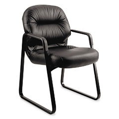 HON Leather 2090 Pillow-Soft Series Guest Arm Chair, Black HON2093SR11T