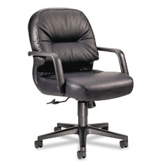 HON Leather 2090 Pillow-Soft Series Managerial Mid-Back Swivel/Tilt Chair, Black HON2092SR11T