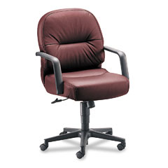 HON Leather 2090 Pillow-Soft Series Managerial Mid-Back Swivel/Tilt Chair, Burgundy HON2092SR69T