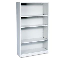 HON Metal Bookcase, 4 Shelves, 34-1/2w x 12-5/8d x 59h, Light Gray HONS60ABCQ