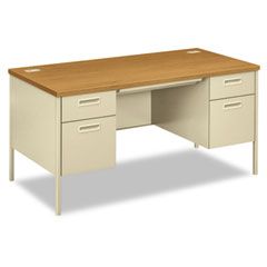 HON Metro Classic Double Pedestal Desk, 60w x 30d x 29-1/2h, Harvest/Putty HONP3262CL
