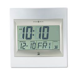 Howard Miller Radio Control TechTime II LCD Wall/Table Alarm Clock, Silver MIL625236