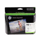 HP 110 Series Ink Cartridge/Photo Paper Value Pack w/140 Glossy 4 x 6 Sheets HEWQ8700BN