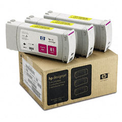 HP C5068A (HP 81) Ink, 1000 Page-Yield, 3/Pack, Magenta HEWC5068A