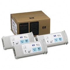 HP C5070A (HP 81) Ink, 1000 Page-Yield, 3/Pack, Light Cyan HEWC5070A