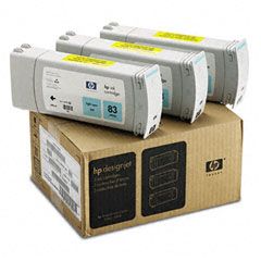 HP C5076A (HP 83) Ink, 1312 Page-Yield, 3/Pack, Light Cyan HEWC5076A