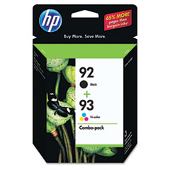 HP C9513FN (HP 92; HP 93) Ink, 220 Page-Yield, 2/Pack, Black; Tri-Color HEWC9513FN