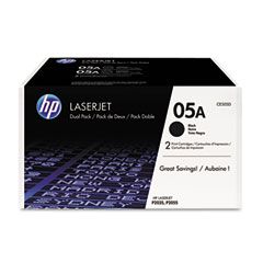 HP CE505D (HP 05A) Toner, 2300 Page-Yield, Black,2/Pack HEWCE505D
