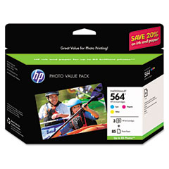 HP CG925AN Ink & Photo Paper Pack, 85 4 x 6 Sheets, Cyan, Magenta, Yellow HEWCG925AN