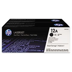 HP Q2612AD (HP 12A) Toner, 2,000 Page-Yield, 2/Box, Black HEWQ2612D