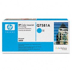 HP Q7581A Toner, 6000 Page-Yield, Cyan HEWQ7581A