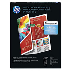 HP Tri-Fold Laser Brochure Paper, 97 Brightness, 44lb, 8-1/2 x 11, White, 150 /Pack HEWQ6612A