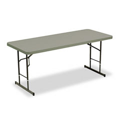 Iceberg IndestrucTable TOO Adj Hgt Resin Folding Table, 72w x 30d x 25-35h, Charcoal ICE65627