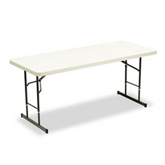 Iceberg IndestrucTable TOO Adj Hgt Resin Folding Table, 72w x 30d x 25-35h, Platinum ICE65623