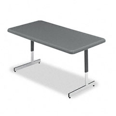 Iceberg IndestrucTable TOO Resin Adj Hgt Utility Table, 60w x 30d x 21-31h, Charcoal ICE65727