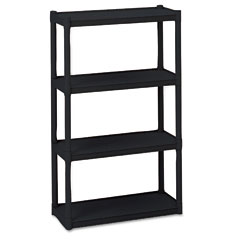 Iceberg Rough N Ready 4 Shelf Open Storage System, Resin, 32w x 13d x 54h, Black ICE20841