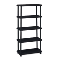 Iceberg Rough N Ready 5 Shelf Open Storage System, Resin, 36w x 18d x 74h, Black ICE20851