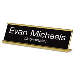 Identity Group Custom Desk/Counter Sign, 2x8, Gold Frame USS91300