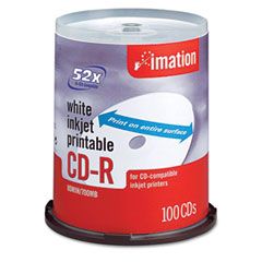 imation CD-R Discs, 700MB/80min, 52x, Spindle, Matte White, 100/Pack IMN17334