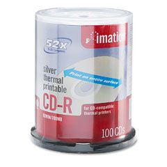 imation CD-R Discs, 700MB/80min, 52x, Spindle, Silver, 100/Pack IMN17276