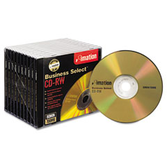imation CD-RW Discs, 700MB/80min, 4x, w/Slim Jewel Cases, Gold, 10/Box IMN16559