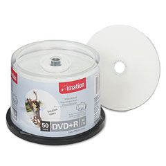 imation DVD+R Discs, 4.7GB, 16x, Spindle, White, 50/Pack IMN17353