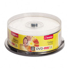 imation DVD-RW Discs, 4.7GB, 4x, Spindle, Silver, 25/Pack IMN17346