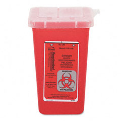 Impact Sharps Waste Receptacle, Square, Plastic, 1 qt, Red IMP7350