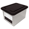 Innovative Storage Designs File Tote Storage Box with Snap-on Lid Closure, Letter/Legal, Clear/Black AVT55802