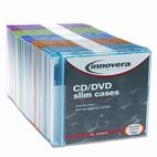 Innovera CD/DVD Polystyrene Thin Line Storage Case, Assorted Colors, 50/Pack IVR85850